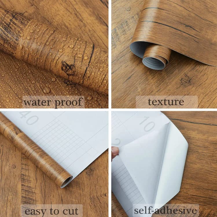 COWINLIFE Low Moq Wood Textured PVC Wallpaper Interior Decoration Luxury Stickers Custom Home Decor for Kitchen Warp 24 X 1967 Inch detail 5