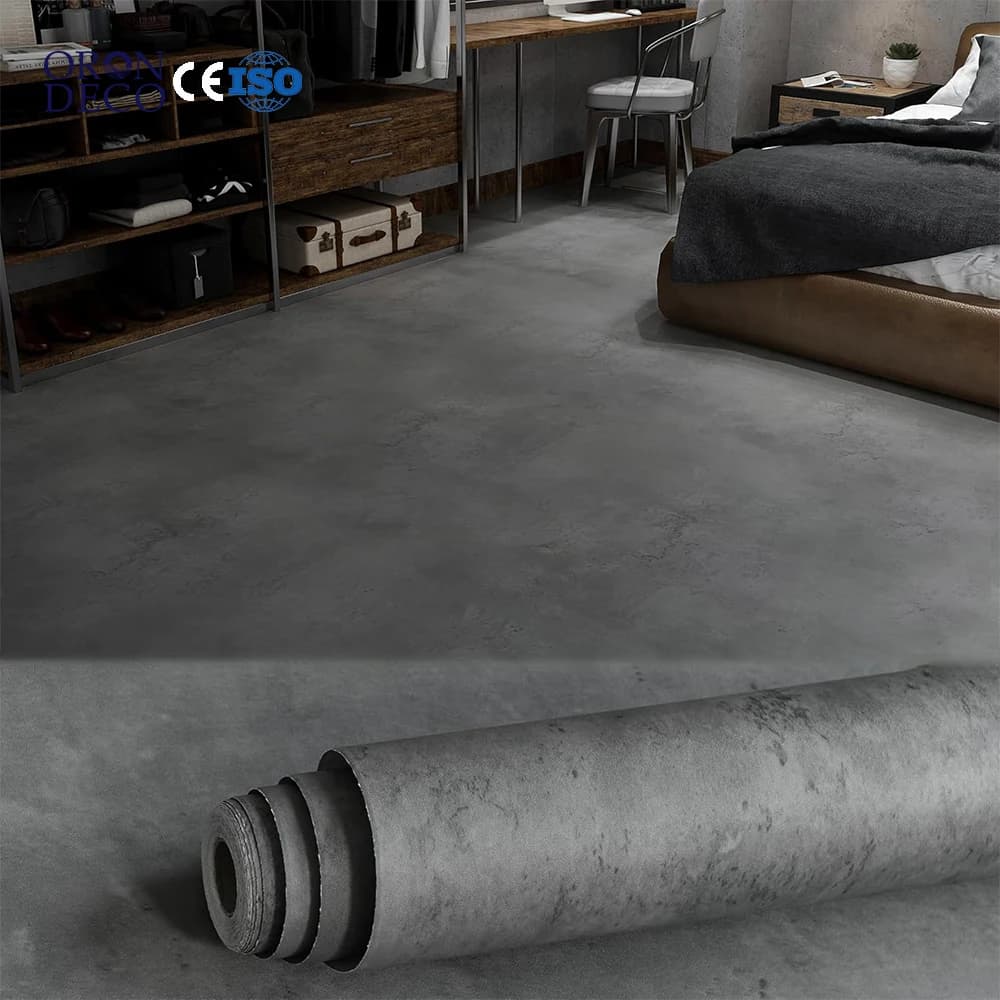 COWINLIFE PVC Wall Covering 3D Peel and Stick Cement Wallpaper Waterproof Vinyl Flooring Self Adhesive Wallpaper for Walls Bedroom
