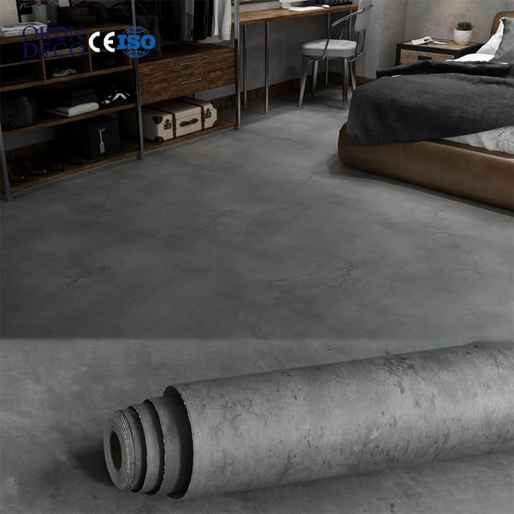COWINLIFE PVC Wall Covering 3D Peel and Stick Cement Wallpaper Waterproof Vinyl Flooring Self Adhesive Wallpaper for Walls Bedroom detail 1