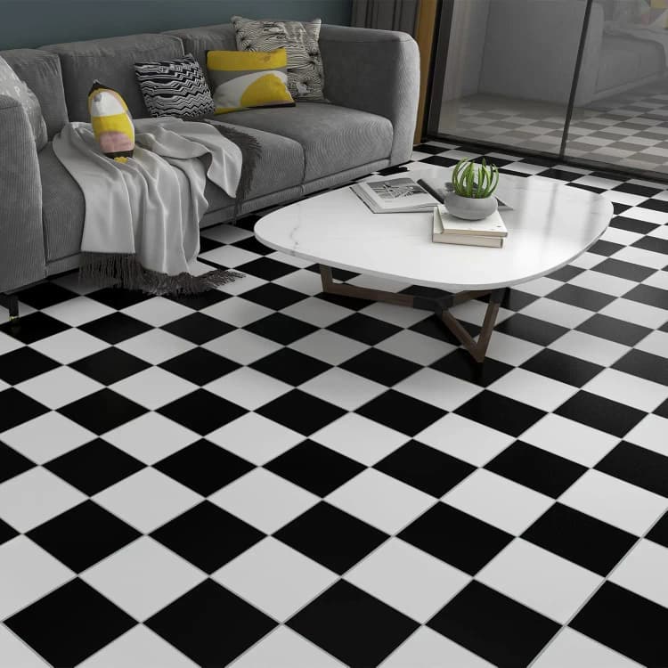 COWINLIFE Wall Stickers Black White Checkered 3D PVC Self-Adhesive Contact Paper Floors Tiles Peel and Stick Wallpaper for Home Decor detail 2