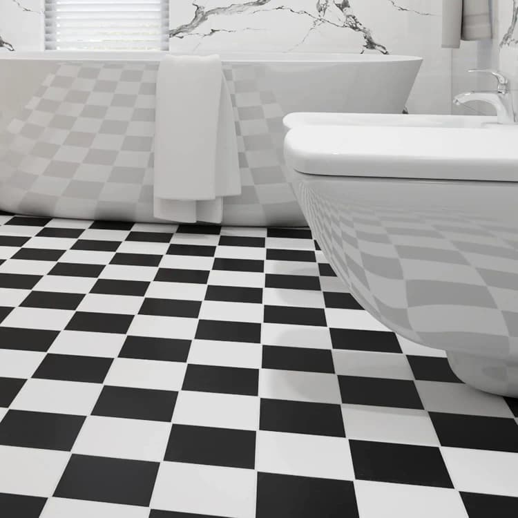 COWINLIFE Wall Stickers Black White Checkered 3D PVC Self-Adhesive Contact Paper Floors Tiles Peel and Stick Wallpaper for Home Decor detail 6