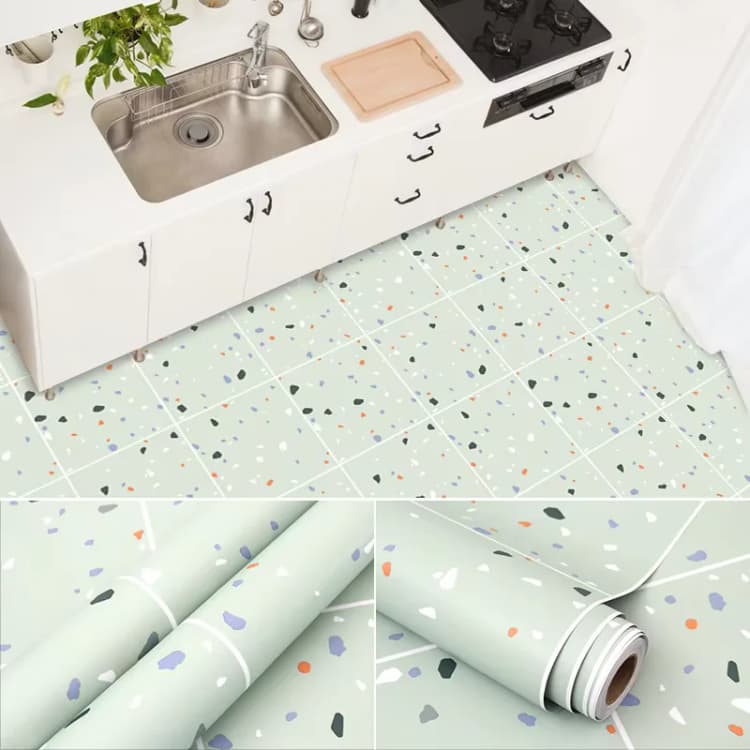 COWINLIFE Wall Stickers Black White Checkered 3D PVC Self-Adhesive Contact Paper Floors Tiles Peel and Stick Wallpaper for Home Decor detail 7