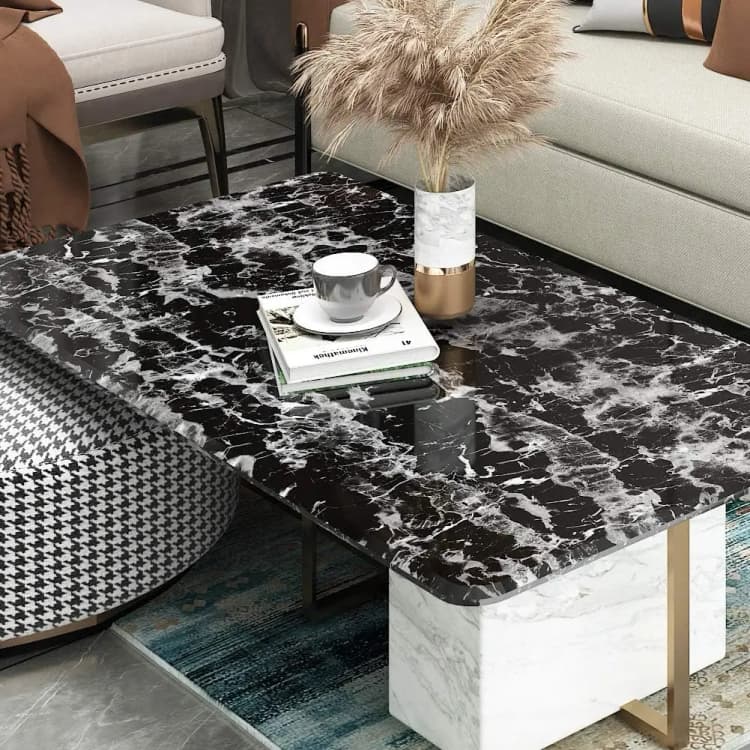 COWINLIFE High Premium Black Marble Sticker 3d Cabinet Vinyl Wrap Home Decor Wall Sticker Luxury Wallpaper Roll Room Decoration Items detail 3
