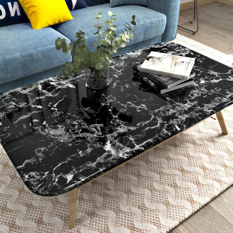 COWINLIFE High Premium Black Marble Sticker 3d Cabinet Vinyl Wrap Home Decor Wall Sticker Luxury Wallpaper Roll Room Decoration Items detail 4
