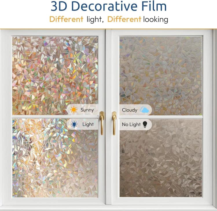 COWINLIFE Mosaic Window Glass Film Door 3D Decorative Stickers Removable Self-Adhesive Vinyl Film Pvc Privacy Glass Film Window Film detail 5