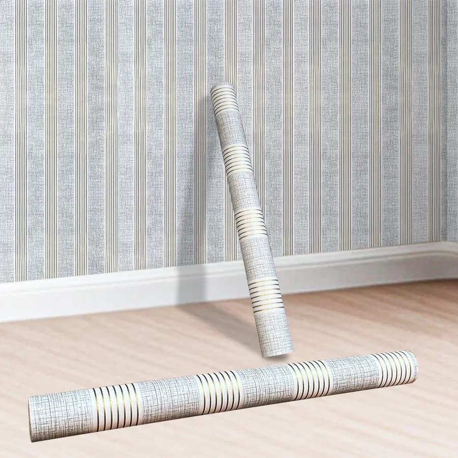 COWINLIFE DECO Striped Fabric Texture Wall Stickers 3d Home Peel and Stick Wall Tile Wallpaper for Bedroom Room Decoration Items