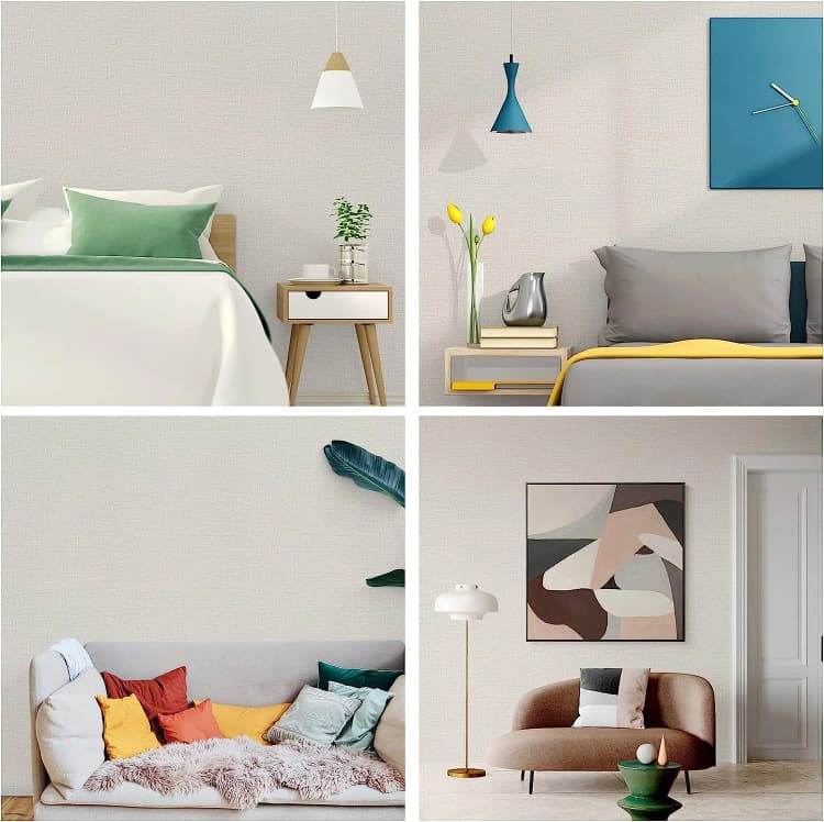 COWINLIFE DECO Striped Fabric Texture Wall Stickers 3d Home Peel and Stick Wall Tile Wallpaper for Bedroom Room Decoration Items detail 6