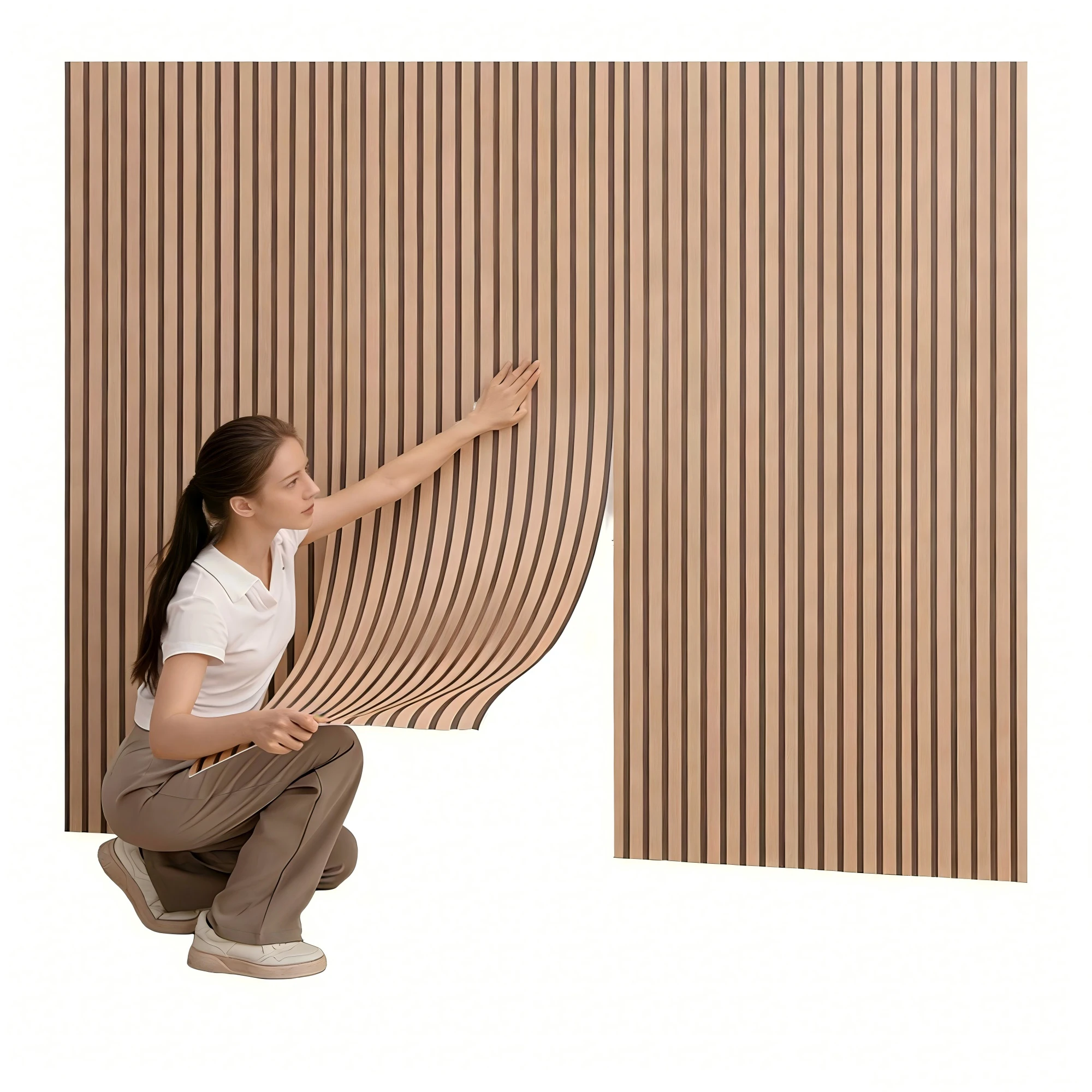 COWINLIFE DECO Thick Waterproof 3D Peel and Stick Wood Wallpapers With Stripes PVC Self-adhesive Vinyl Wall Stickers for Wall