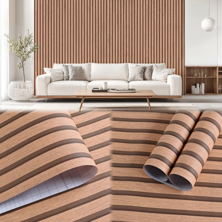 COWINLIFE DECO Thick Waterproof 3D Peel and Stick Wood Wallpapers With Stripes PVC Self-adhesive Vinyl Wall Stickers for Wall detail 3