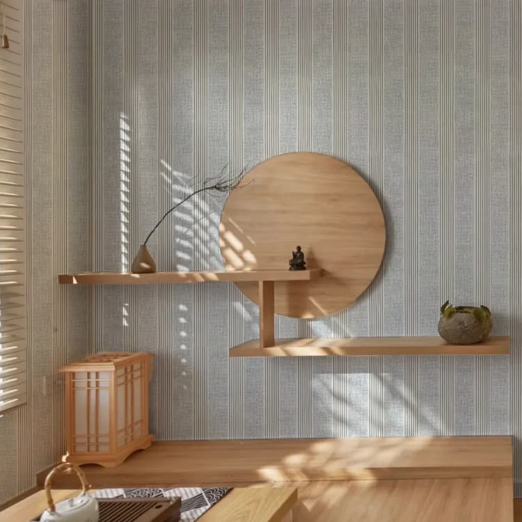 COWINLIFE DECO Waterproof Wall Stickers Stripe Fabric Peel and Stick Wallpaper for Bathroom Wall Linen Wall Paper Vinyl Wall Covering detail 5