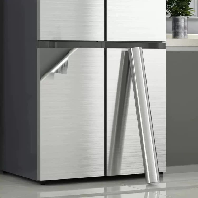 COWINLIFE Modern Water & Oil Proof Silver Geometric Kitchen Wall Sticker Sound-Absorbing Peel & Stick Wallpapers for Kitchen Wrap detail 5
