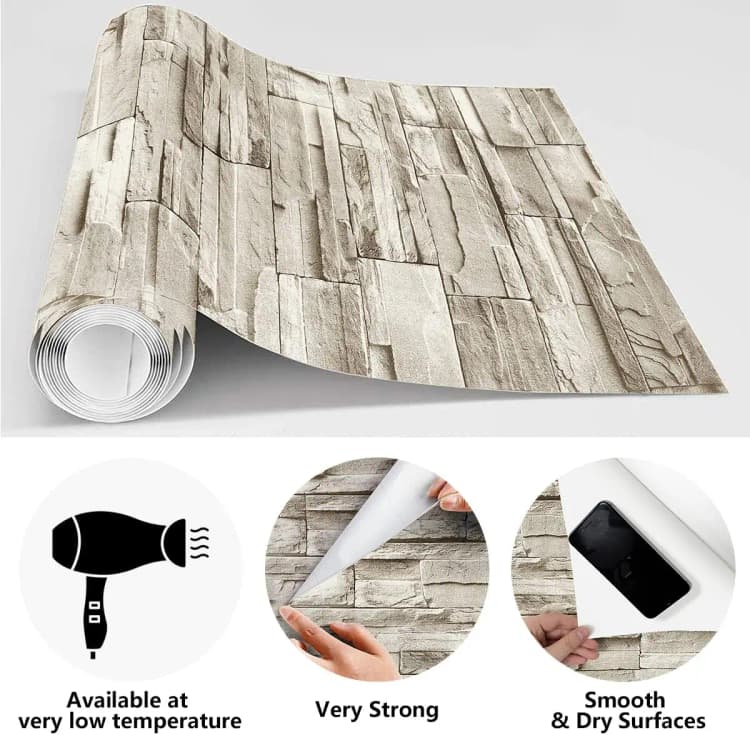 COWINLIFE 3D Stone Brick Wall Sticker Home Decor Papier Peint Peel and Stick Wall Paper 3d Home Wallpaper Rolls Room Decoration Items detail 3