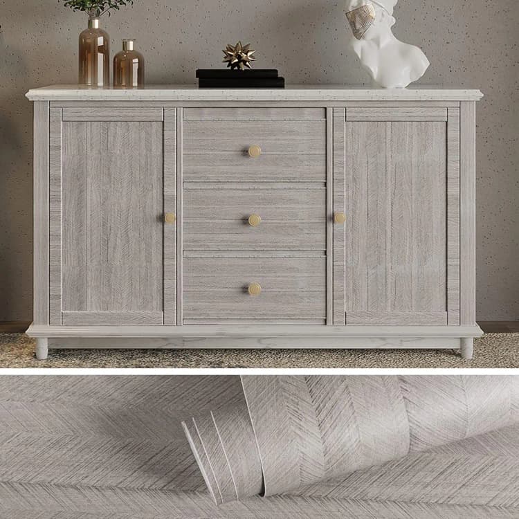 COWINLIFE DECO Thick Wood Grain Waterproof Wallpaper Self-Adhesive Cabinet Kitchen Wrap Pvc Floor Sticker Home Decor Wallpaper Rolls detail 2