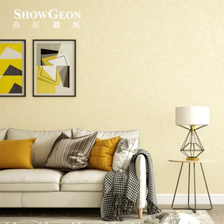 COWINLIFE High Quality Waterproof Embossed Yellow Silk Home Decoration Items Peel and Stick Pvc Wall Paper 3d Home Wallpaper Rolls detail 4