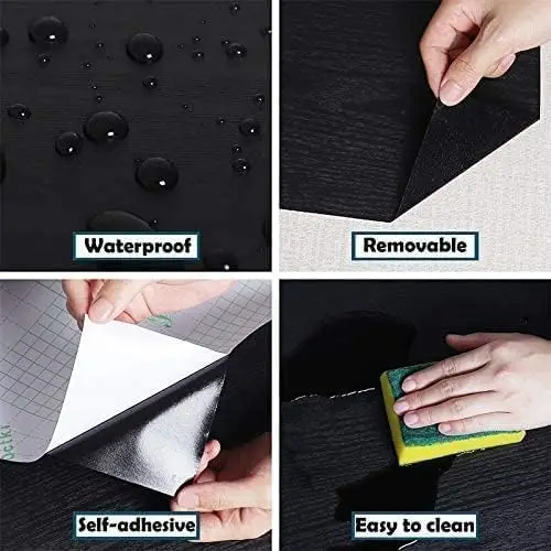 COWINLIFE DECO Self-adhesive PVC Wallpaper Wall Sticker 3D Wood Grain Kitchen Cabinet Door Renovation Wallpaper Rolls for Home Decor detail 4