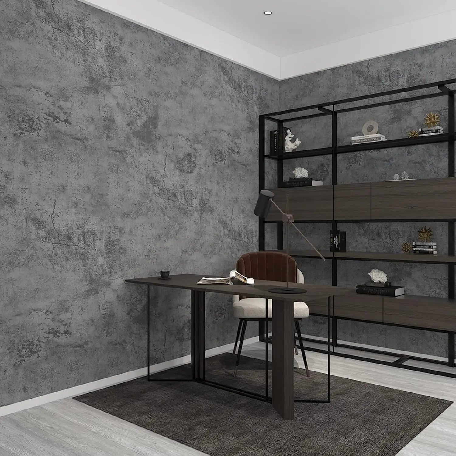 COWINLIFE DECO Thick Grey Concrete Wallpaper Peel and Stick 3D Vinyl Textured Waterproof Cement Wall Sticker for Home Decor Luxury