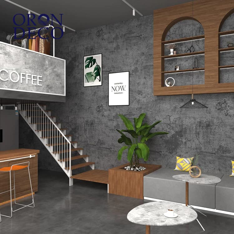COWINLIFE DECO Thick Grey Concrete Wallpaper Peel and Stick 3D Vinyl Textured Waterproof Cement Wall Sticker for Home Decor Luxury detail 2