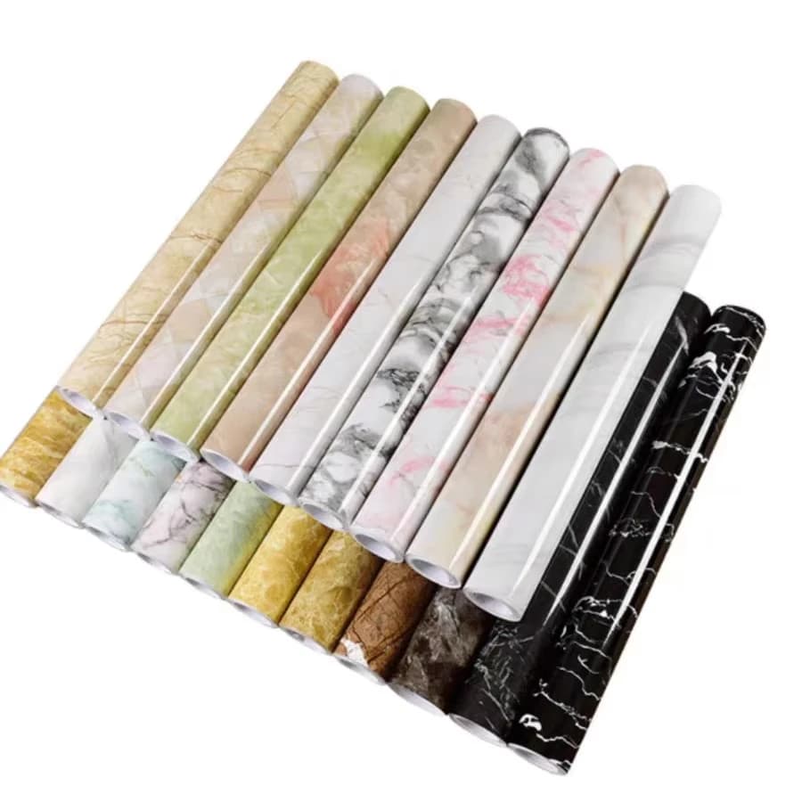 COWINLIFE DECO Custom Waterproof Marble Stickers 3D Self Adhesive Wall Paper Vinyl Marble Wallpaper for Home Decor 24.01x196.85 Inch
