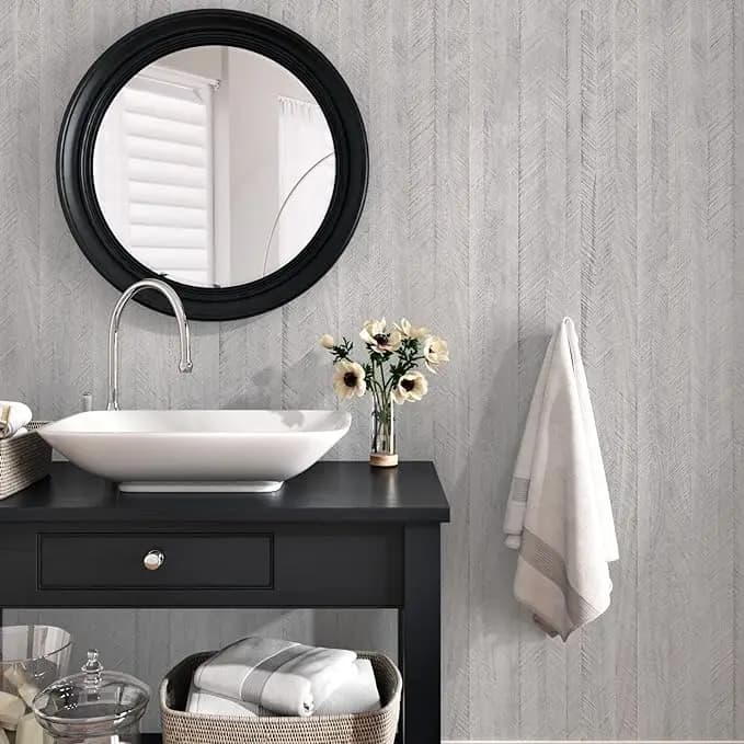 COWINLIFE 3D Peel and Stick Wallpaper Vinyl Removable Waterproof Home Decor Fishbone Wood Self Adhesive Wallpaper Rolls 24X196.9 Inch detail 3
