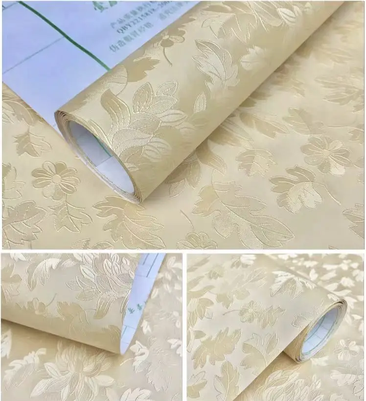 COWINLIFE DECO Wholesale Modern Embossed Floral Roses Wall Covering 3d Stickers Waterproof Self Adhesive Wallpaper for Home Decor detail 2