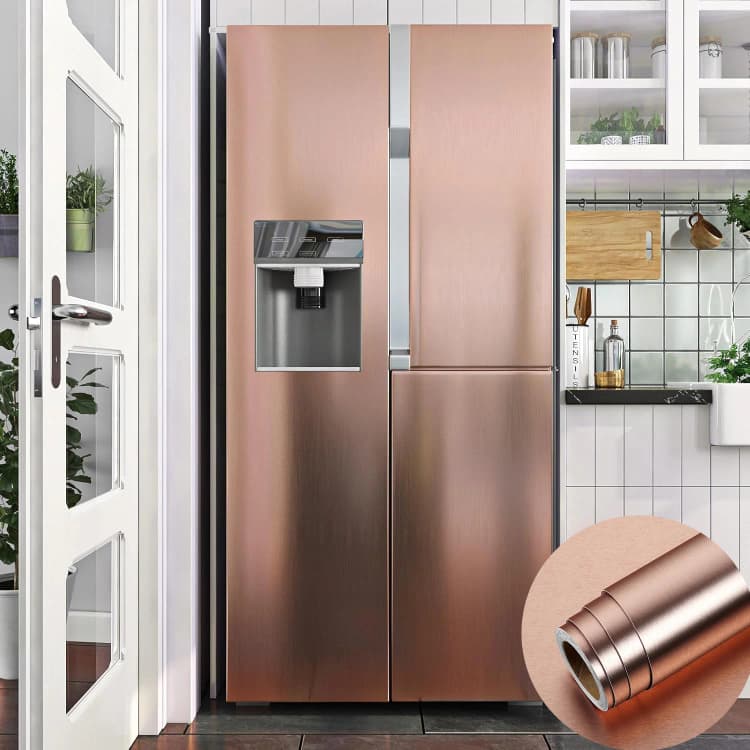 COWINLIFE DECO Self-Adhesive Vinyl Wrap Wall Paper Sticker Silver Metallic Stainless Cabinet Doors Decorative Films Wallpaper Rolls detail 4
