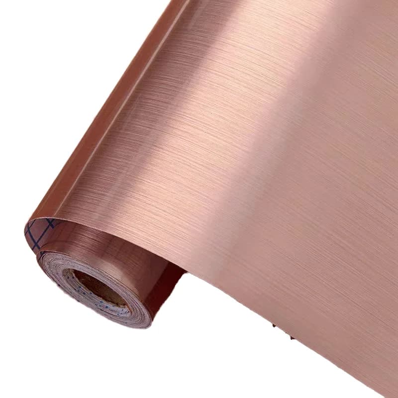 COWINLIFE DECO Self-Adhesive Stainless Steel Brushed Wallpaper Rose Gold Metallic Decorative Metallized Films for Kitchen