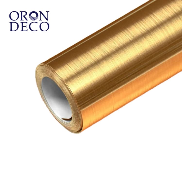 COWINLIFE DECO Peel and Stick Metallic Stickers Wallpaper Brushed Gold Stainless Steel Self-Adhesive Wallpaper Kitchen Home Decor detail 1