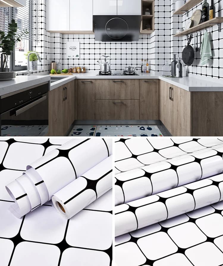 Mobile House Decor Kitchen Cabinet Protection Film Removable Vinyl Pvc Self Adhesive Water Proof Wallpaper Roll for Bathrooms detail 3
