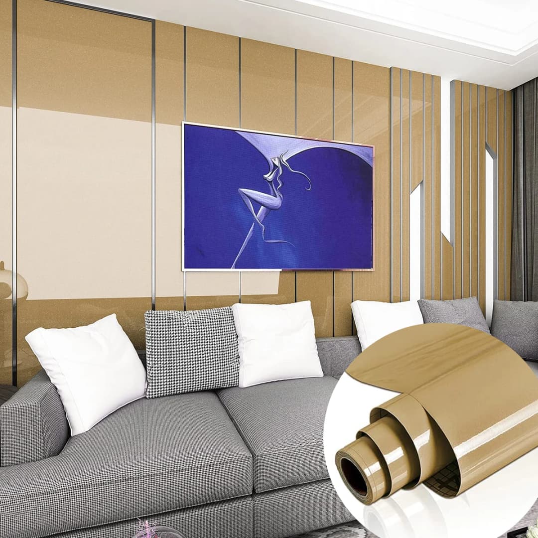 Champagne Waterproof Contact Paper Peel and Stick Wallpaper Vinyl Self Adhesive PVC Stickers for Cabinet Countertops Reform