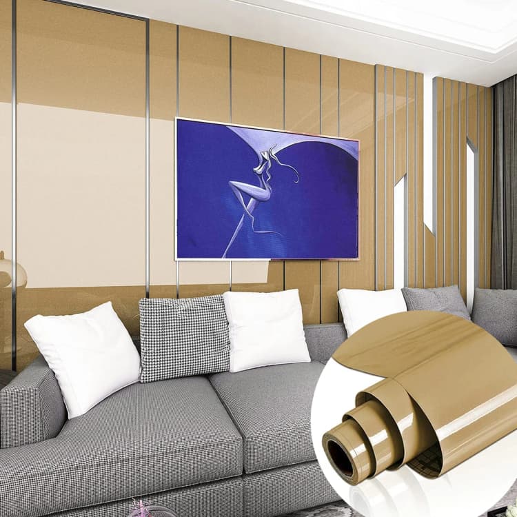 Champagne Waterproof Contact Paper Peel and Stick Wallpaper Vinyl Self Adhesive PVC Stickers for Cabinet Countertops Reform detail 1