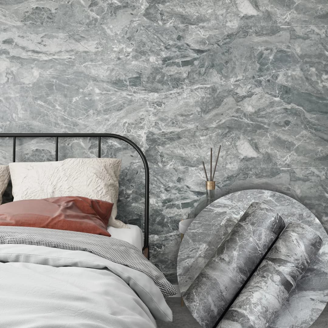 Grey Concrete Textured Wall Paper Vinyl Cement Peel and Stick Wallpaper Adhesive Marble Contact Paper for Living Room Bedroom