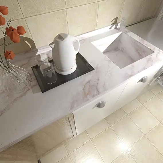 Marble Stickers for Bathroom Wall Paper Matte Peel and Stick Wallpaper Removable Self Adhesive  Vinyl Film Waterproof detail 5