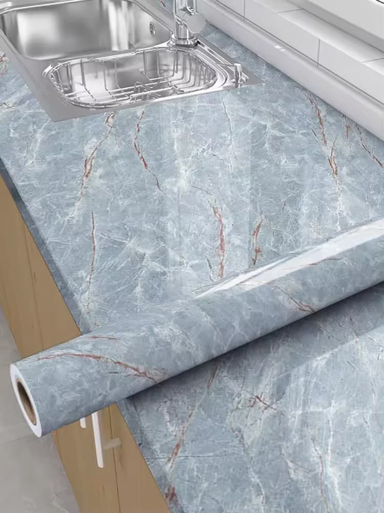 COWINLIFE Glossy Removable Peel and Stick Wall Papers Self Adhesive 3d Marble Wallpaper Sticker Rolls for Living Room detail 4