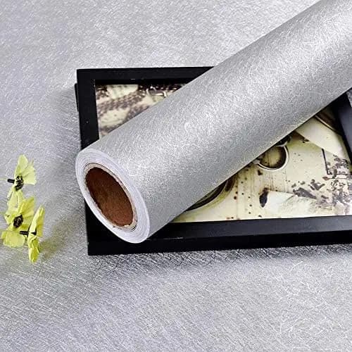 COWINLIFE High Quality Silver Peel and Stick Vinyl Roll Self Adhesive Wall Cabinet Contact Paper 3d Fabric Wallpaper Silk
