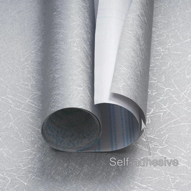 COWINLIFE High Quality Silver Peel and Stick Vinyl Roll Self Adhesive Wall Cabinet Contact Paper 3d Fabric Wallpaper Silk detail 2