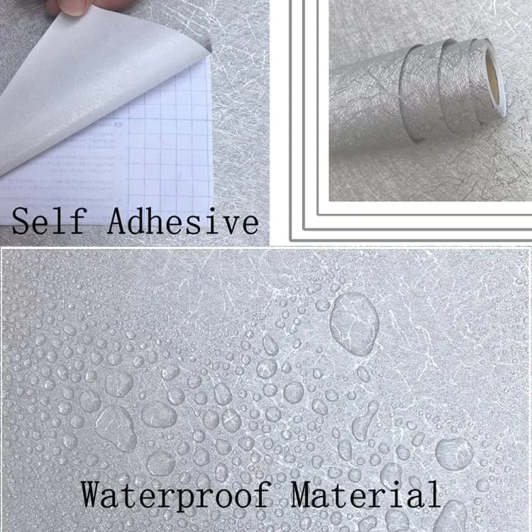 COWINLIFE High Quality Silver Peel and Stick Vinyl Roll Self Adhesive Wall Cabinet Contact Paper 3d Fabric Wallpaper Silk detail 3