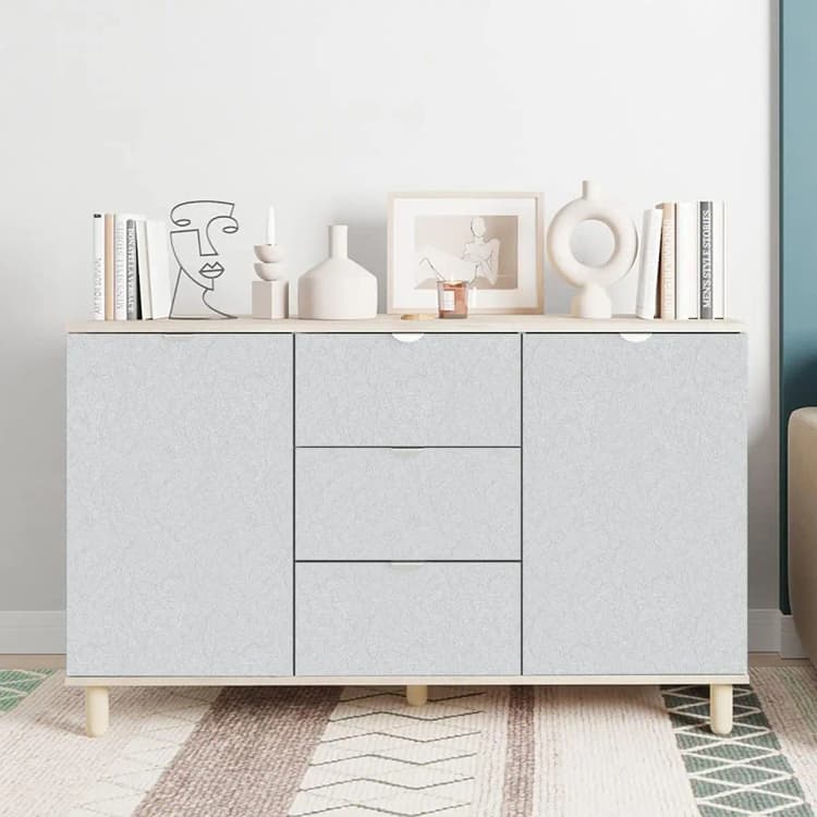 COWINLIFE DECO Silk Grey Contact Paper DIY 3D Self Adhesive Embossed Wallpaper PVC Silk Textured Wall Paper for Cabinets Countertop detail 6