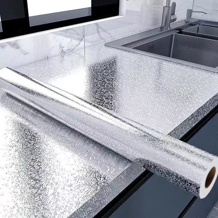 COWINLIFE DECO Hot Selling 3D Kitchen Wallpaper Sticker PVC Self Adhesive Kitchen Aluminum Foil Stickers Oil Proof Waterproof detail 2