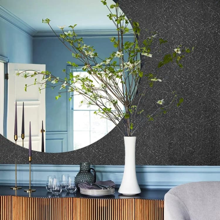 COWINLIFE DECO Modern Black 3D Geometric Wallpaper Self-Adhesive Peel and Stick Vinyl Silk Embossed Silk Wall Decor for Bedroom detail 3