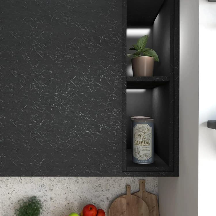 COWINLIFE DECO Modern Black 3D Geometric Wallpaper Self-Adhesive Peel and Stick Vinyl Silk Embossed Silk Wall Decor for Bedroom detail 5