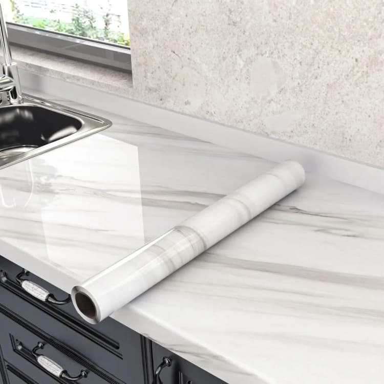 COWINLIFE DECO Marble Sticker Wallpaper Glossy Waterproof Peel and Stick PVC Self-Adhesive Wall Paper for Bedroom Home Decoration detail 2