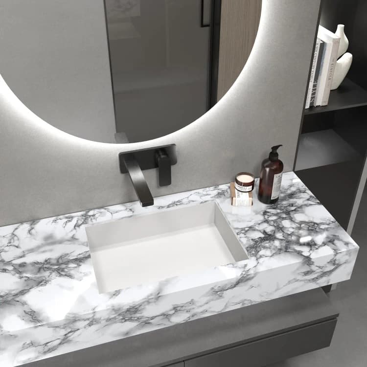 COWINLIFE DECO Modern Design Self-Adhesive Wall Paper Black White Peel Stick Vinyl Marble Stickers Waterproof Bathroom Countertops detail 6