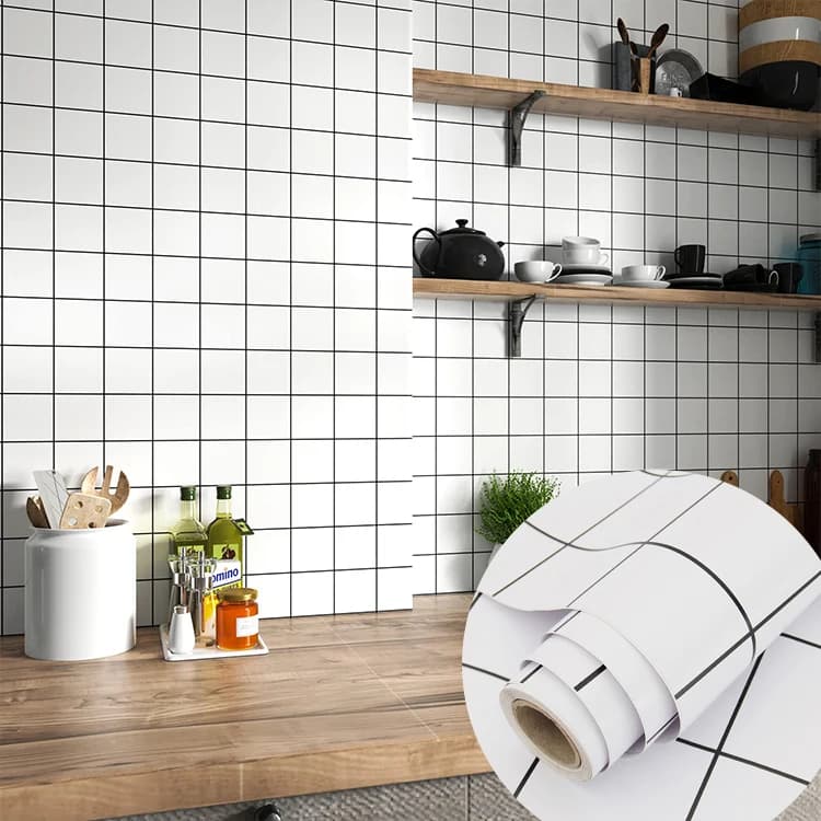 Grid Wallpaper Roll Stick and Peel Self Adhesive Vinyl Contact Paper Removable Modern Decorative Wall Paper for Bedroom Kitchen