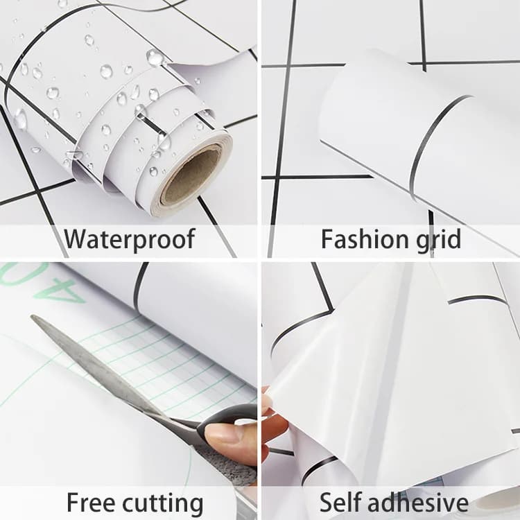 Grid Wallpaper Roll Stick and Peel Self Adhesive Vinyl Contact Paper Removable Modern Decorative Wall Paper for Bedroom Kitchen detail 6