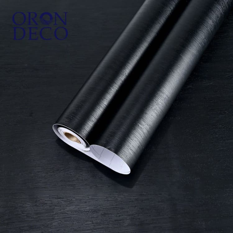 COWINLIFE DECO Custom Textured Black Wood Sticker Home Decoration Wallpaper Peel and Stick Waterproof Self Adhesive Wall Paper detail 1