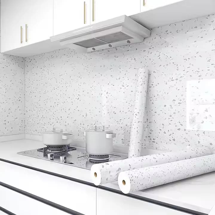 COWINLIFE DECO Self-Adhesive 3D Marble Wallpaper Sticker Glossy Waterproof Peel & Stick for Kitchen Living Room Wall Decor detail 4