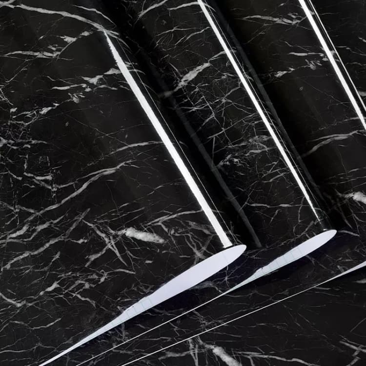 COWINLIFE DECO Modern Design Black Peel-and-Stick Marble Sticker Wallpaper Waterproof PVC Self-Adhesive for Kitchen & Home Decor detail 2