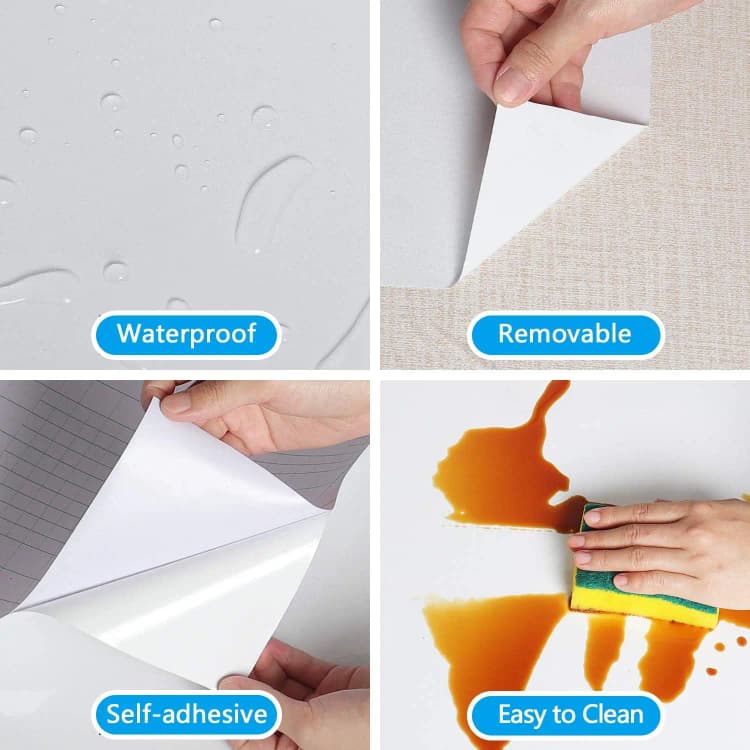COWINLIFE DECO Pvc White Kitchen Vinyl Wall Paper Self Adhesive Peel and Stick Waterproof Glitter Wallpaper for Home Decoration detail 6