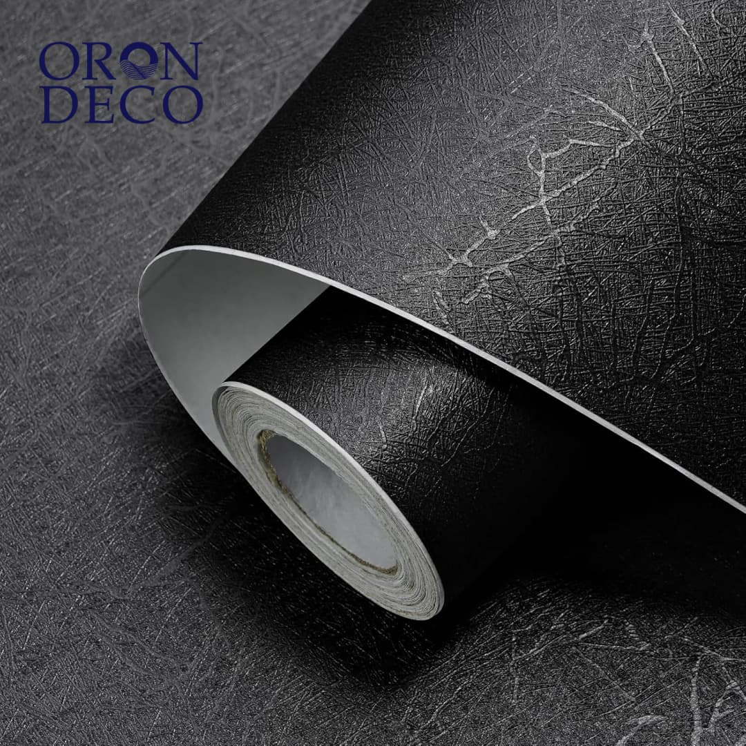 COWINLIFE DECO 3D Silk Embossed Modern Design Black Wallpaper Self-Adhesive Vinyl Waterproof Peel and Stick Bedroom Wall Decor