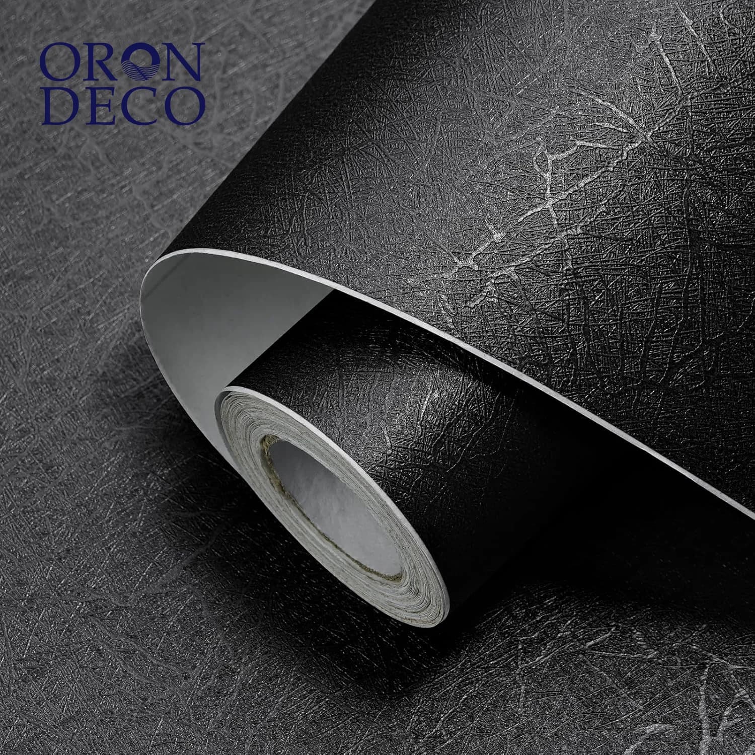 COWINLIFE DECO 3D Silk Embossed Modern Design Black Wallpaper Self-Adhesive Vinyl Waterproof Peel and Stick Bedroom Wall Decor